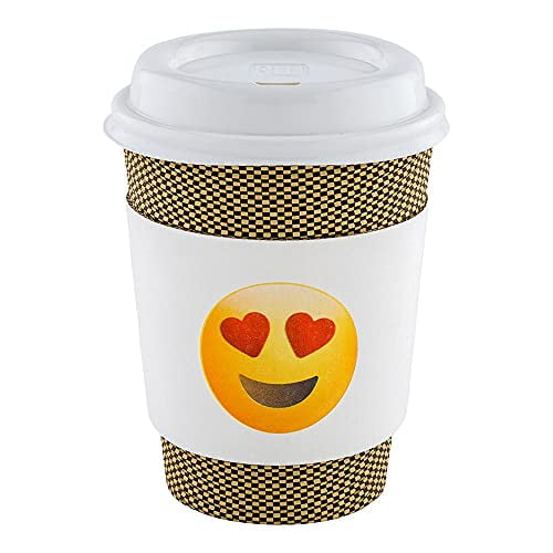 Restpresso White Paper Heart Eyes Emoji Coffee Cup Sleeve - Fits 12 ...
