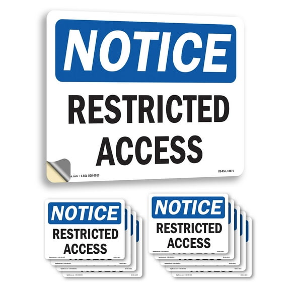 Restricted Access OSHA Notice Vinyl Decal Label 10 Inch x 7 Inch - 10 Pack