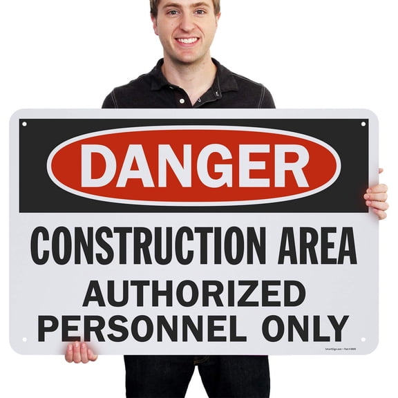 Restricted Access Sign Construction Area Authorized Personnel Only 24x36 Inch Aluminum Safety Warning Sign for Hazardous Zones