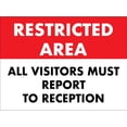 thumbnail image 1 of Restricted Area All Visitors Must Report To Reception Sign Metal Tin Sign12x16 Inches Caution Danger Safety Security Warning Notice Signs, 1 of 5