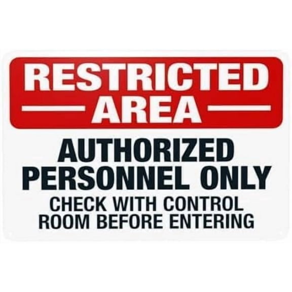 Restricted Area Authorized Only Check Warning Metal Sign, Do Not Enter Security Plaque for Home Business Road Yard Garage Street, Verification Sign, 8x12 Inch For Home Wall Art Decor Metal Tin Sign