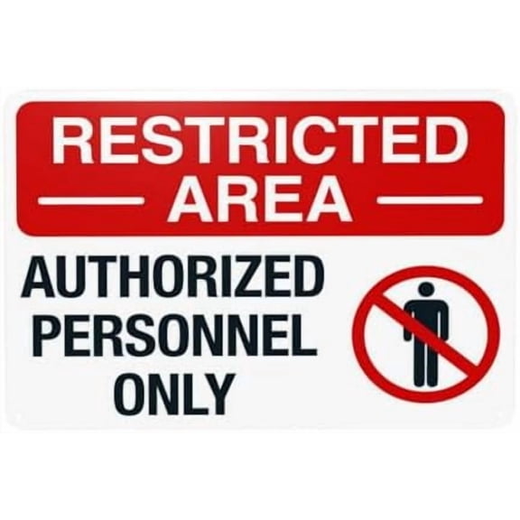 Restricted Area Authorized Personnel Only With Graphic Warning Sign, Do Not Enter Security Metal Signs for Home Business Outdoor Indoor Street Wall Safety Caution Custom Decor 12 x 8 Inch