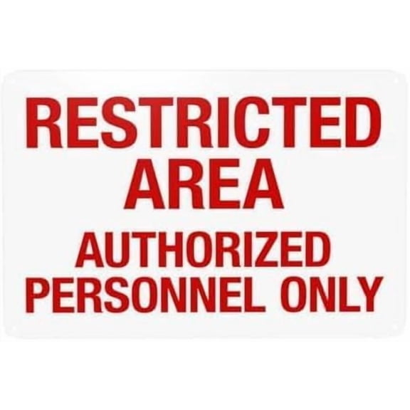 Restricted Area Authorized Personnel Only Warning Metal Sign, Do Not Enter Security Plaque for Home Business Road Yard Street, Property Security Sign, 8x12 Inch For Home Wall Art Decor Metal Tin Sign