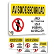thumbnail image 1 of Restricted Area Authorized Spanish OSHA Security Notice Vinyl Decal Label 18 Inch x 12 Inch - 5 Pack, 1 of 6