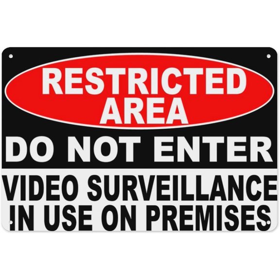 Restricted Area Do Not Enter Video Surveillance in Use Sign 8"x12" - Aluminum Tin Warning for Home Outdoor Garden, High-Visibility Security Decor