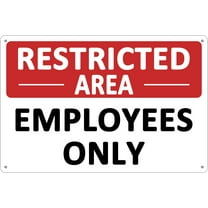 Restricted Area Metal Signs Employees Only Tin Sign Wall Decor Funny - Retro Sign for Home Living Room Bedroom Decor Gifts - Size: 12 x 16 inch