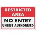 thumbnail image 1 of Restricted Area No Entry Unless Authorized Rust-Free Tin Sign, Metal Decor for Home Business Yard, Secure Facility Warning Sign, 8x12 Inch, 1 of 4