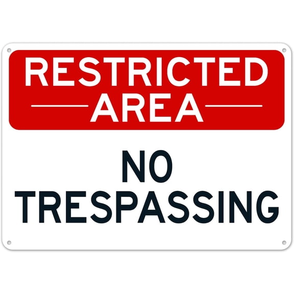 Restricted Area No Trespassing Sign (#S04) Metal Sign 12X8 Inches