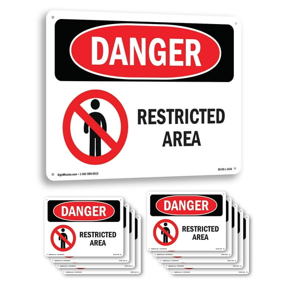 Restricted Area OSHA Danger Rigid Plastic Sign 24 Inch x 18 Inch - 10 Pack