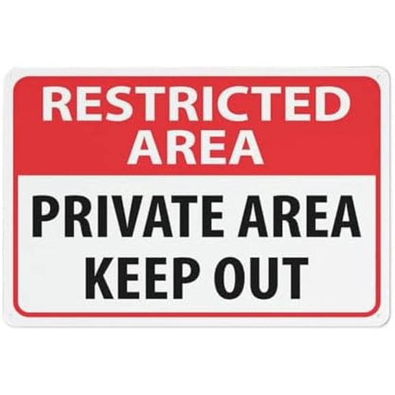 Restricted Area Private Area Keep Out Sign 12 X 8 Inch Metal Sign, Rustproof Aluminum, Multicolor