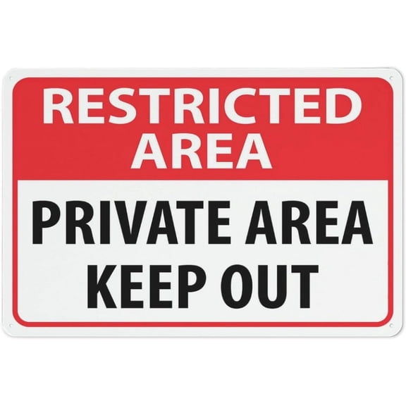 Restricted Area Private Area Keep Out Sign 8"x12" Inch Metal Sign, Rustproof Aluminum, Multicolor