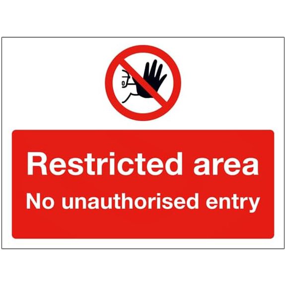 Restricted Area - Prohibition Sign (8) Metal Sign 8 x 12 Inches \u2013 Clear Signage for Walls, Fences