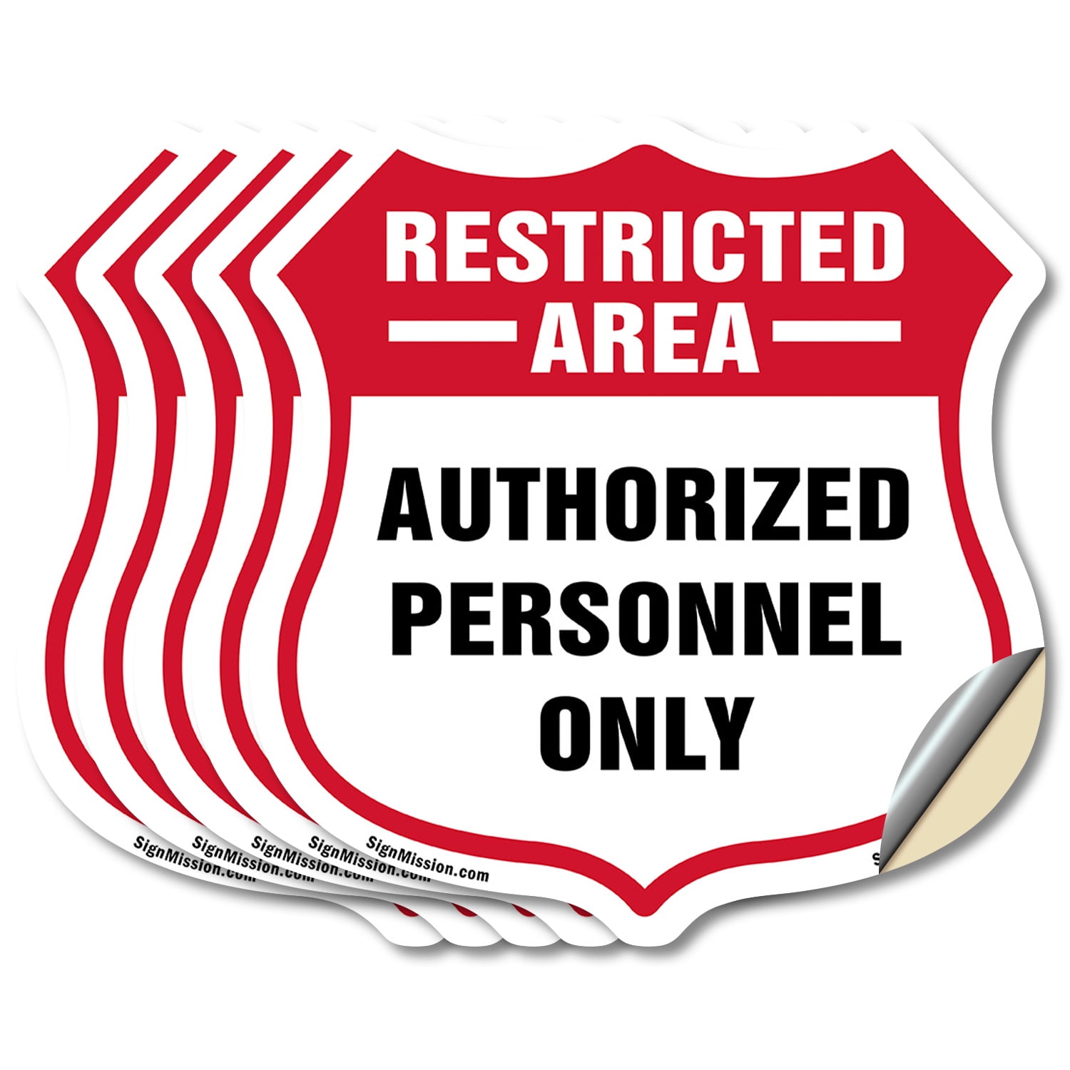 Restricted Area Shield Sign Authorized Personnel Only (5 Pack) 4 inch X ...