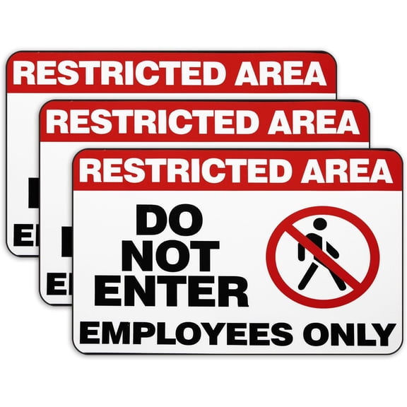 Restricted Area Sign, 3 Pack Magnetic Do Not Enter, Employees Only Signs, 12 x 8 Inch Premium Magnetic Signs, UV Protected, Waterproof, Weatherproof and Fade Resistant, Indoor & Outdoor