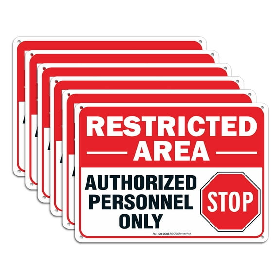 Restricted Area Sign Authorized Personnel Only, Do Not Enter Sign, (6 Pack) 10 x 7 Inches .40 Rust Free Aluminum