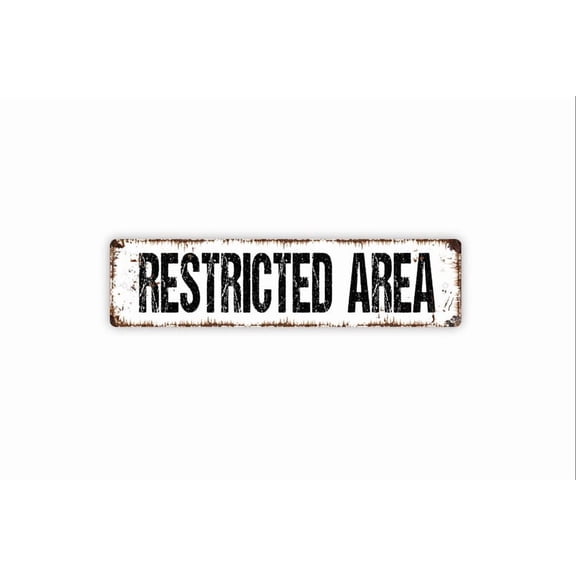 Restricted Area Sign - No Entry Private Property No Access No Trespassing Employee Only Rustic Street Metal Aluminum Sign Or Door Name Plaque - Size: 16 x 4 Inches
