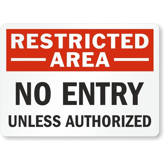 Restricted Area Sign: No Entry Unless Authorized Man Cave Garage Shop Bar Restaurant Home Decor Metal Sign, 12" x 8"