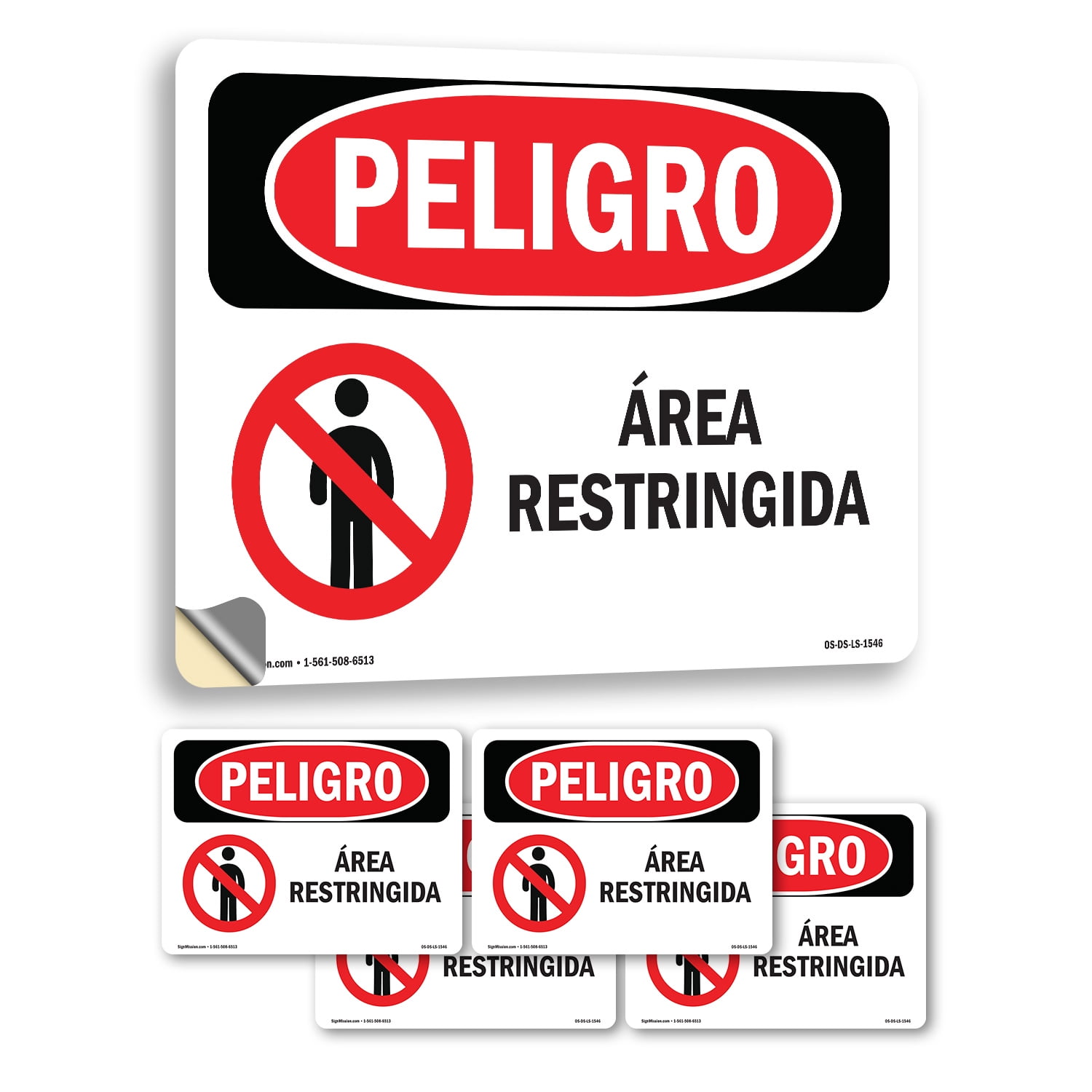 Restricted Area Spanish OSHA Danger Vinyl Decal Label 10 Inch x 7 Inch ...