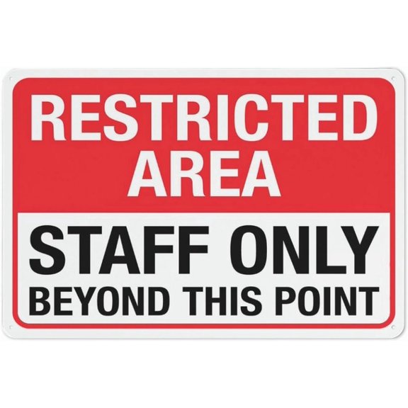 Restricted Area Staff Only Sign 12X8 Inch Uv Ink Printed For House And Business Wall Decor Metal Tin Sign