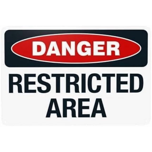 Restricted Area Warning Metal Sign, Do Not Enter Security Plaque for Home Business Road Yard Garage Street, Property Security Sign, 8x12 Inch