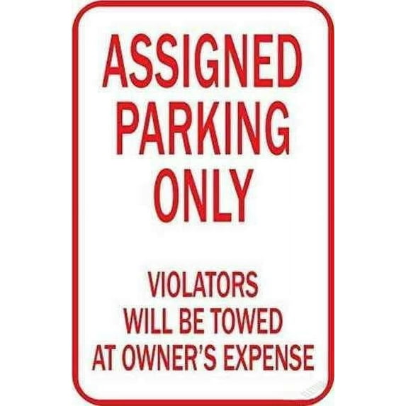 Restriction Caution Tin Sign/Assigned Parking Only Violators Will Be Metal Sign/Garage Parking Yard Aluminum Sign 8x12 inches