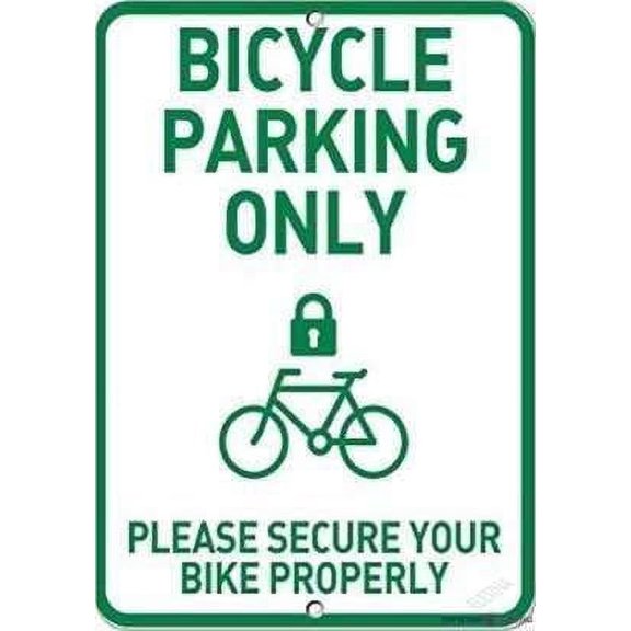 Restriction Caution Tin Sign/Bicycle Parking Secure Your Bike Properly Style Metal Sign/Garage Parking Yard Aluminum Sign 8x12 inches