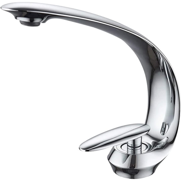 Restroom Bathroom Basin Faucets, Single Handle Single Hole Cold and Hot Water Mixer Tap, Waterfall Modern Brass Washbasin Washing Faucet, Chrome,A