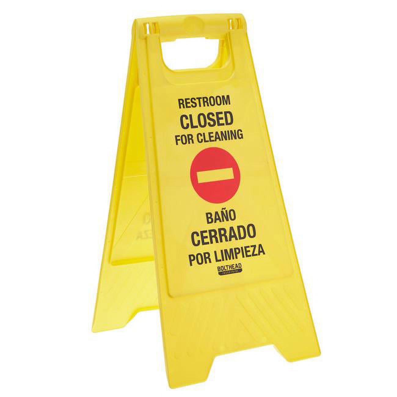 Restroom Closed for Cleaning Bilingual Floor Sign