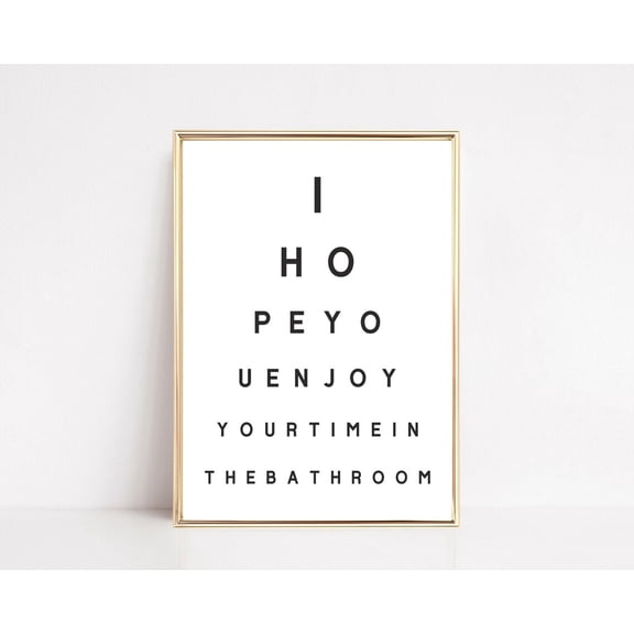 Restroom Eye Chart Minimalist Typography Bathroom Poster Art Unframed Paper Print