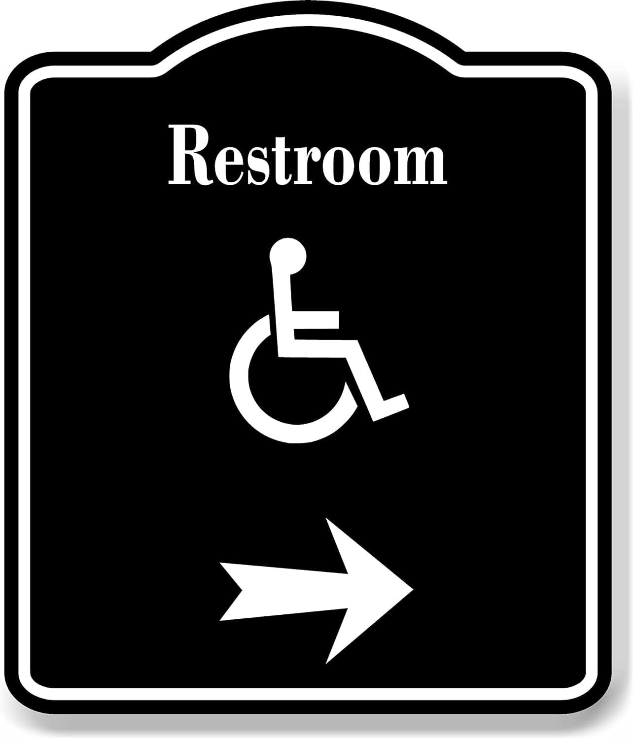 Restroom Handicap Right Arrow BLACK Aluminum Composite Sign, 8.5"x10 ...