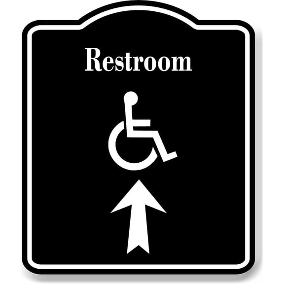 Restroom Handicap Up Arrow BLACK Aluminum Composite Sign, 8.5"x10"
