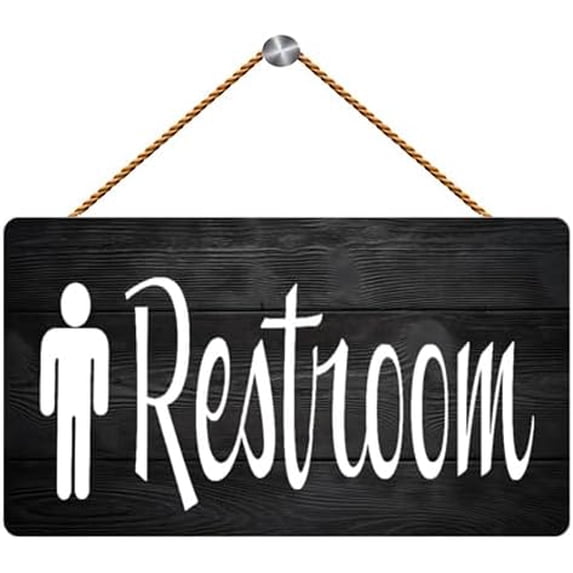Restroom His Bathroom Wooden Wall Hanging Sign - 12 x 8 Inch Decor for ...