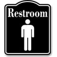 thumbnail image 1 of Restroom Men Picture BLACK Aluminum Composite Sign, 8.5"x10", 1 of 9