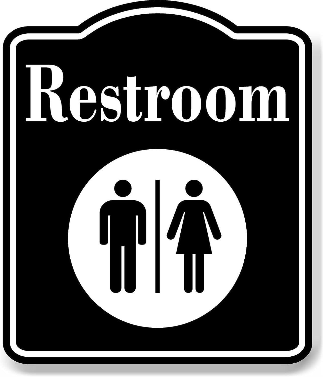 Restroom Men Women Picture BLACK Aluminum Composite Sign, 8.5
