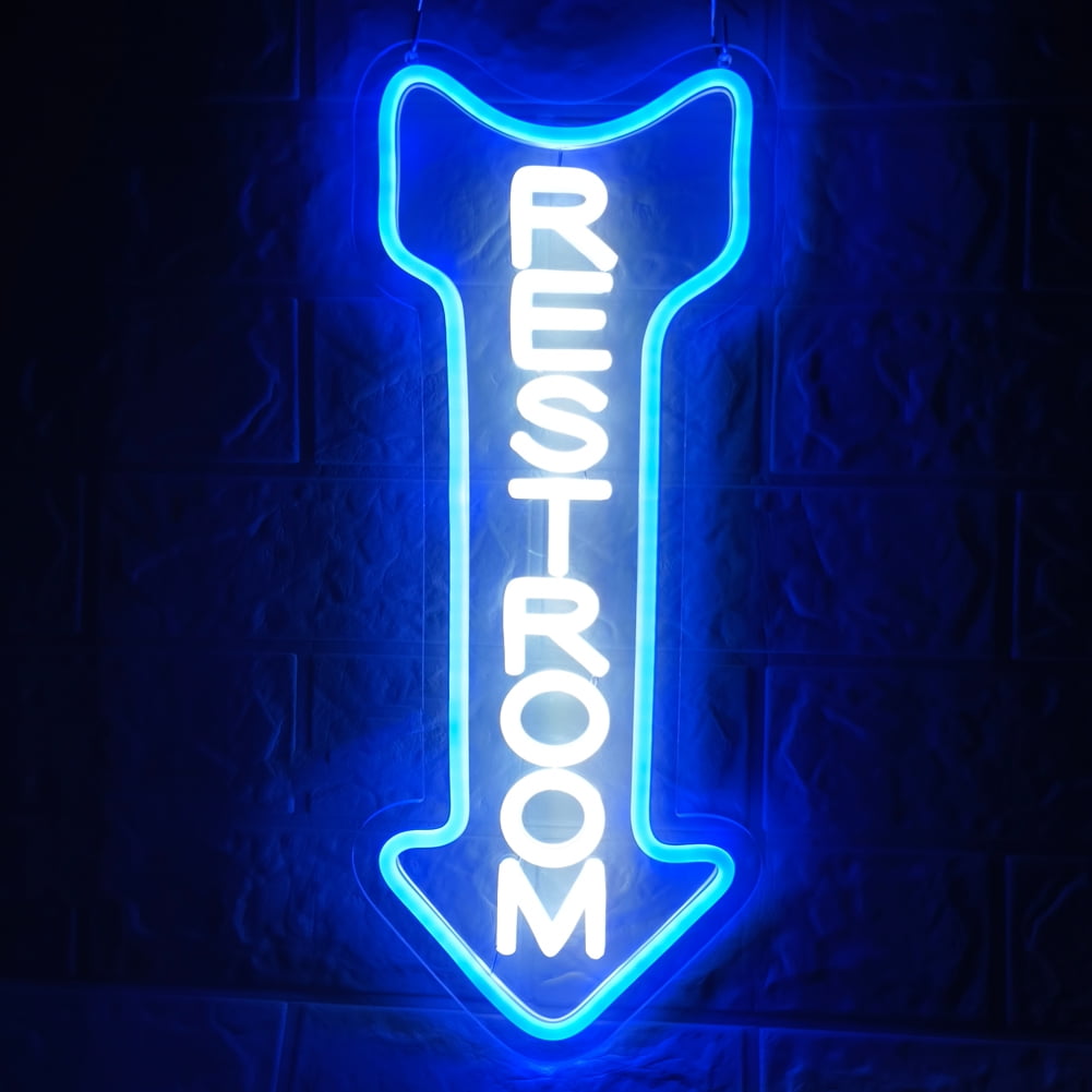 Restroom Neon Sign for Wall Decor,Toilet Neon Light with Arrow for Bar, Restaurant,Store,Bathroom Office Hotel Decoration (go)