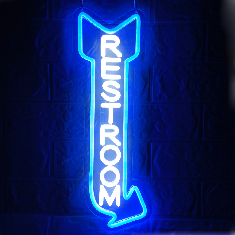 Restroom Neon Sign for Wall Decor,Toilet Neon Light with Arrow for Bar, Restaurant,Store,Bathroom Office Hotel Decoration (right)