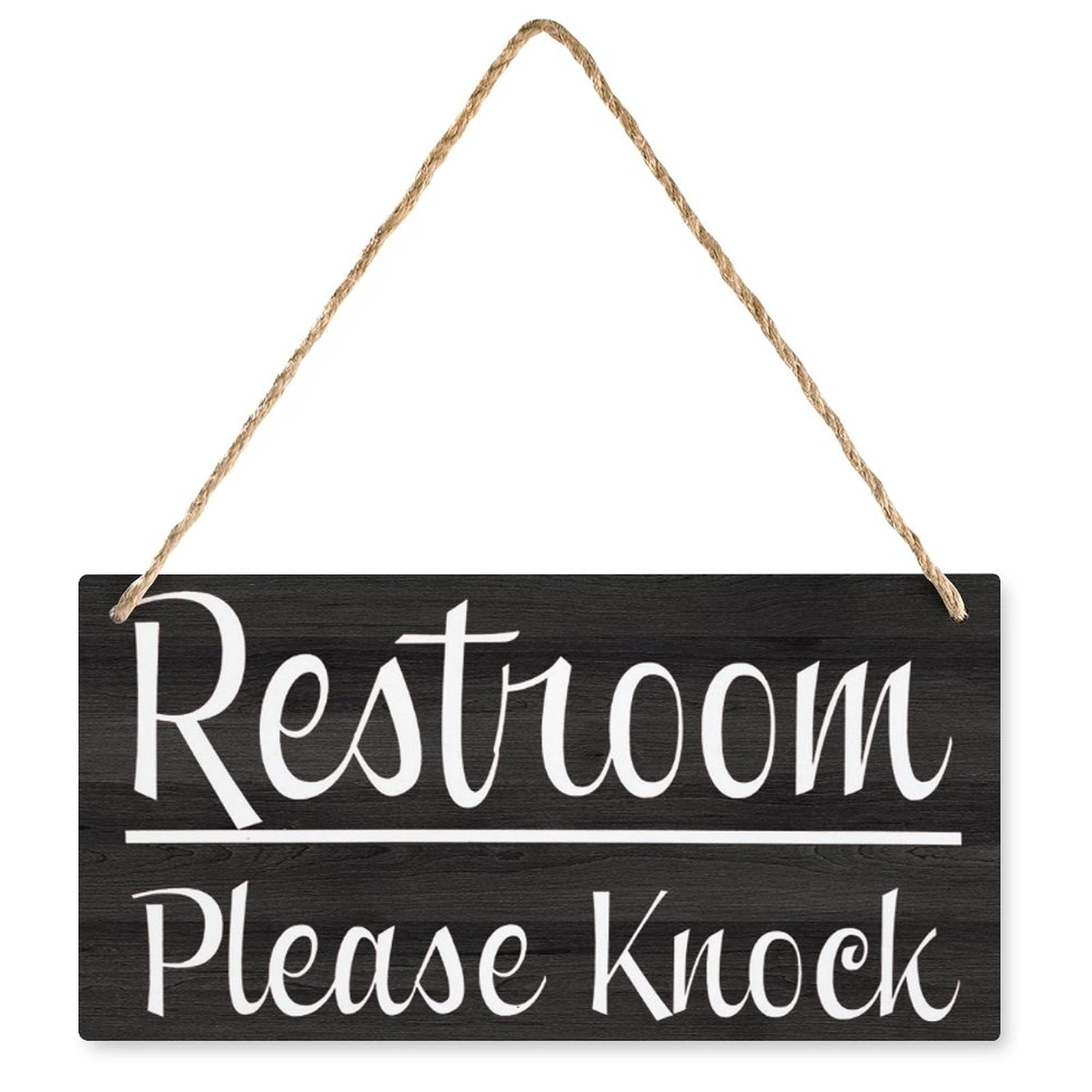 Restroom Please Knock Wooden Sign, Farmhouse Bathroom Theme Wood Block ...