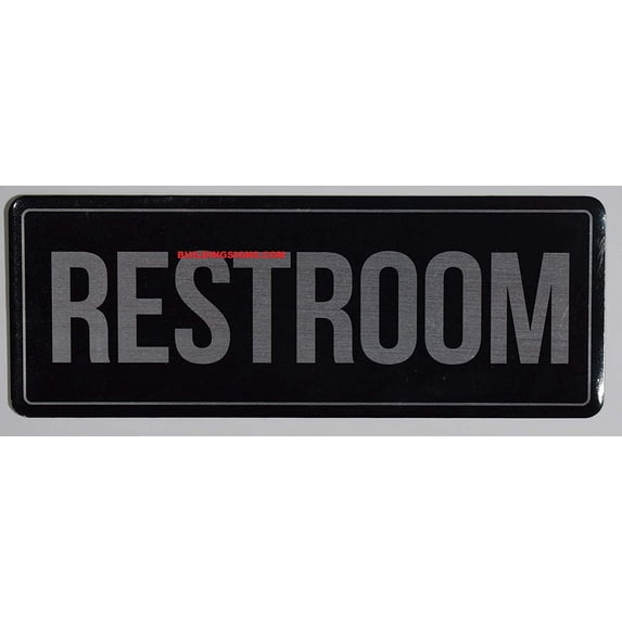 Restroom Sign (Black,Double Sided Tape, Commercial USE 3X8-Rust Free)(ref-2022-4)