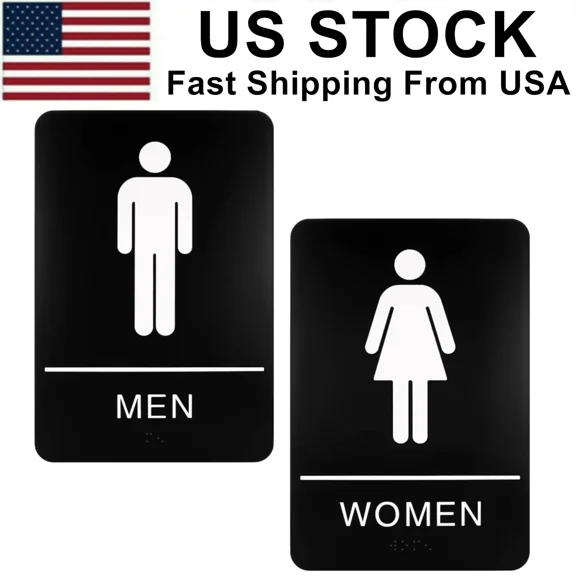 Restroom Sign For Business-Ada Compliant Braille Bathroom Sign Double Sided Tape