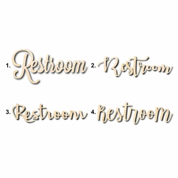 Restroom Sign Unfinished Wood Cutout Home Decor DIY Option 1- 20" Wide / 1/4"