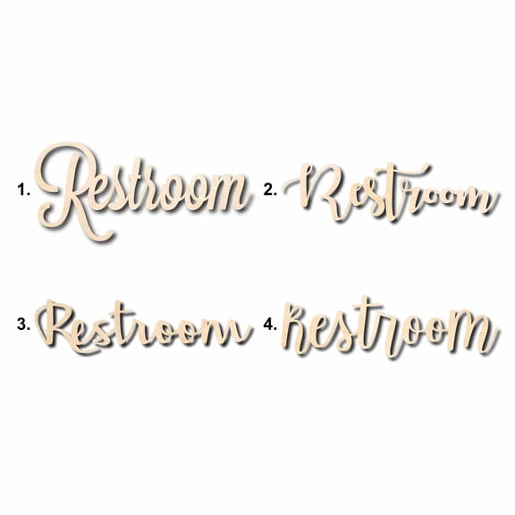 Restroom Sign Unfinished Wood Cutout Home Decor DIY Option 3- 36" Wide / 1/2"