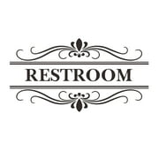 Restroom Sign Wall Decal Vinyl Stickers, Removable Cute Art Design DIY Sticker Mural for Restroom Bathroom Washroom WC Living Room Toilet Office Home Window Door Decoration Black