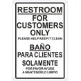 thumbnail image 1 of Restroom for CUSTOMERS ONLY English/Spanish Sign (White,Aluminum Sign, 7X10), 1 of 5