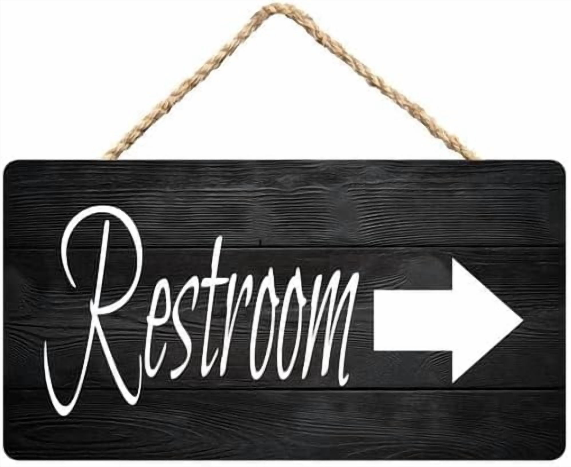 Restroom with Arrow Wooden Sign, Bath & Laundry Door Decor for Home ...