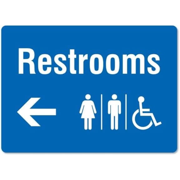 Restrooms Arrow Left - Directional Sign Metal Sign 8 x 12 Inches \u2013 Clear Signage for Walls, Fences