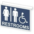 Restrooms Ceiling Sign, ProjectionMount 14x10 inch Aluminum for Public