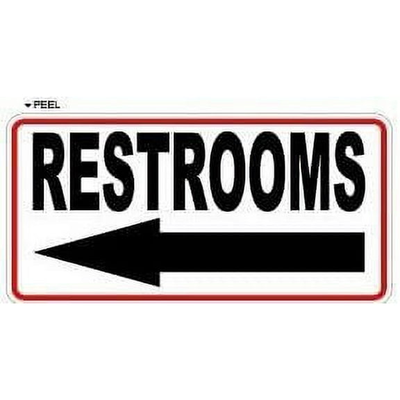 Restrooms Left Arrow - Customer Business Store Sign - Window Wall Sticker
