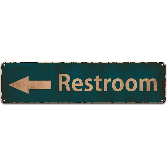 Restrooms Left Arrow Sign Vintage Metal Sign Bathroom Door Signs for Offices Businesses Restaurants 4X16 inch