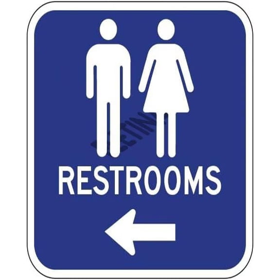 Restrooms Sign - Left Arrow Sign 12"x 8" Metal Signs For Outdoor & Indoor