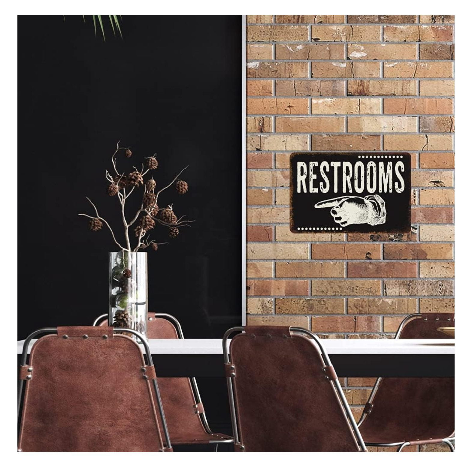 Restrooms Sign Left Dark Restaurant Signs Rustic Wall Décor Bathroom ...